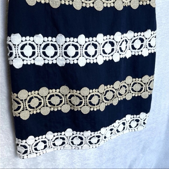 Lilly Pulitzer Augusta Shift Dress Sz 0 Applique Anchors Nautical Navy Gold EUC - Picture 4 of 15
